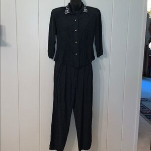 Vtg 80s does 40s black  polka dots  2 pc outfit